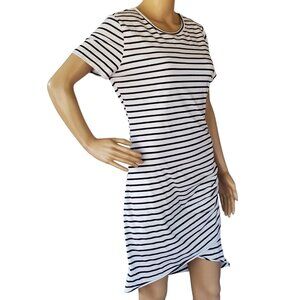BTFBM T Shirt Dress Women's M Black & White Stripe Stretch Knee Length